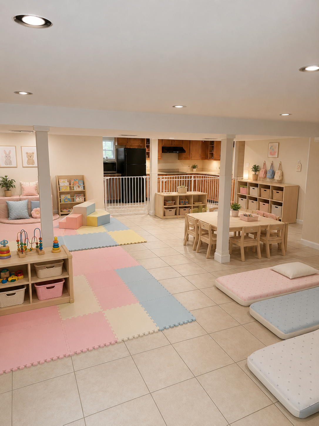 Warm infant play space at Baby Angel Home Daycare